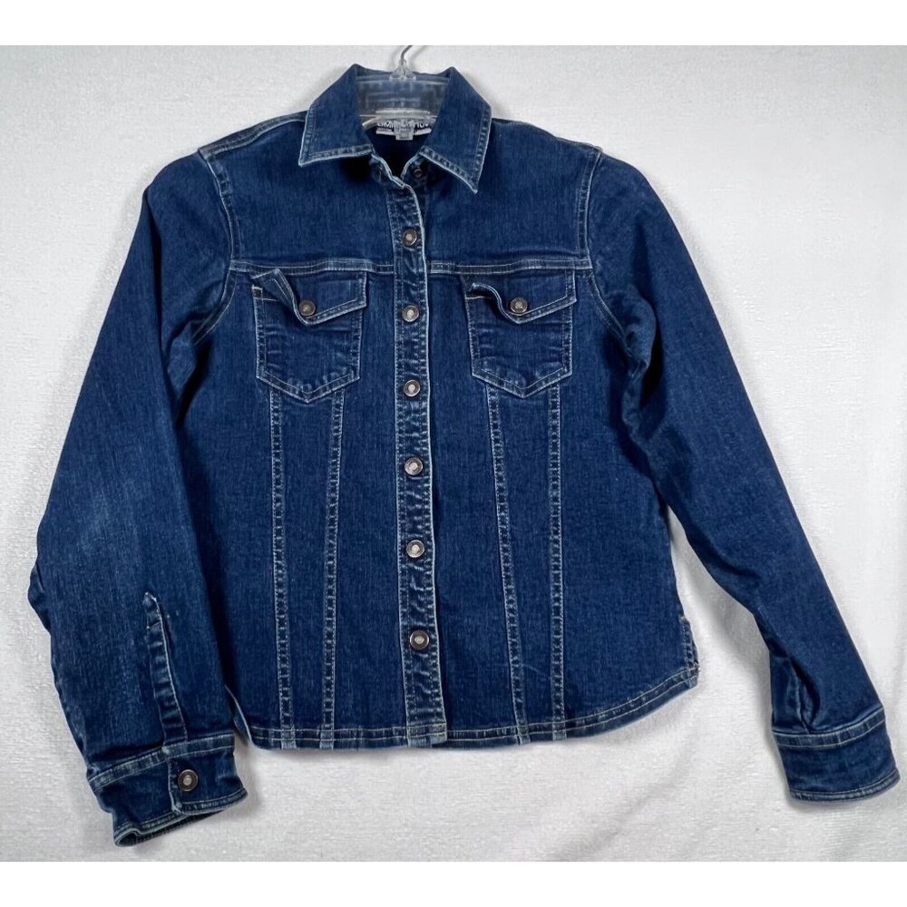 Limited Too Girls Jean Shirt Denim Dark Wash Button‎ Long Sleeve Size LG 14